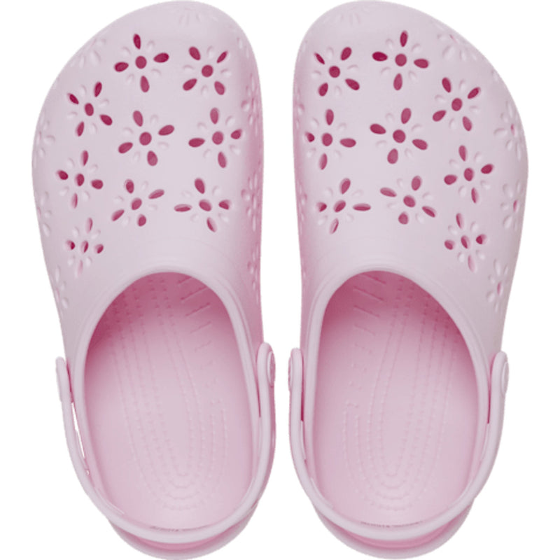 Womens Crocs Classic Floral Cut Out Clogs - Pink Milk