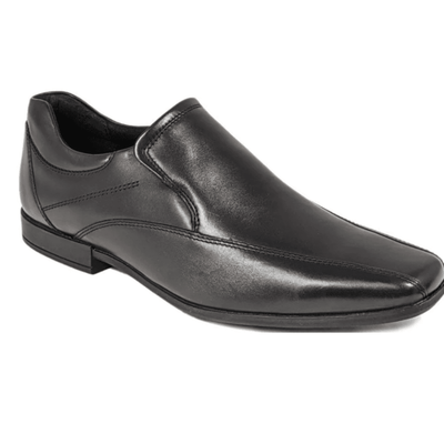 Boys AV8 Keller Black Slip On Shoes - Black Leather