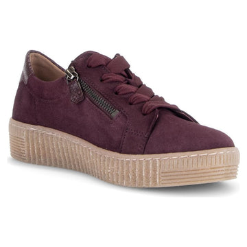 Womens Gabor 6010 Suede Platform Trainers - Mulberry