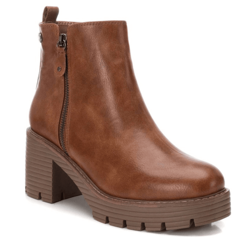 Womens Refresh 172043 Tan Platform Chunky Heeled Boots - Camel