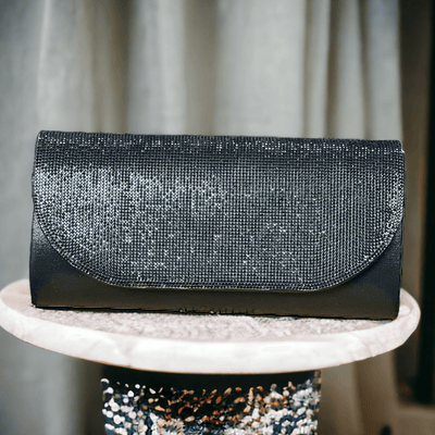 Womens Sorento Oranmore Black Diamante Clutch Bag - Black