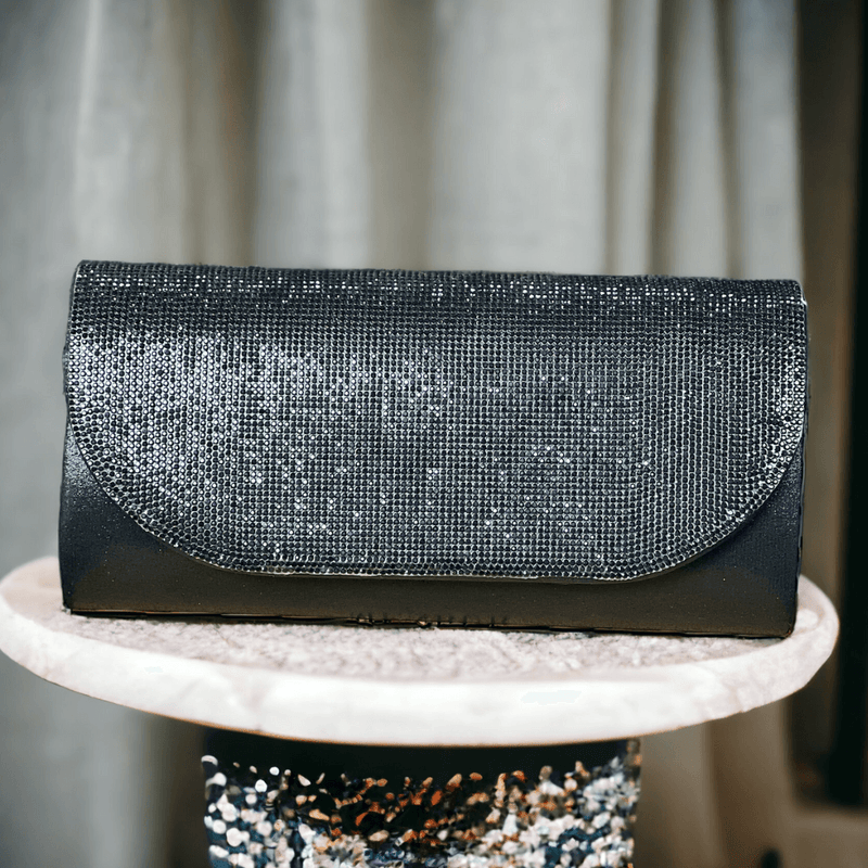 Womens Sorento Oranmore Black Diamante Clutch Bag - Black