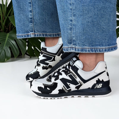 Womens New Balance W574 Black with Linen Trainers - Black with Linen