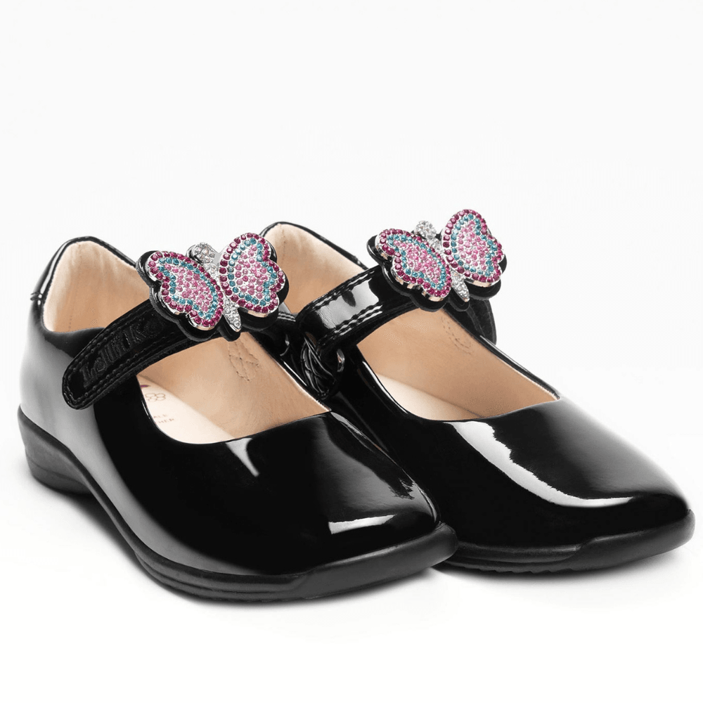 Infant Lelli Kelly Girls Luna School Shoes - Black Patent
