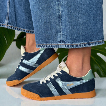 Womens Gola Elan Glitz Suede Trainers - Navy