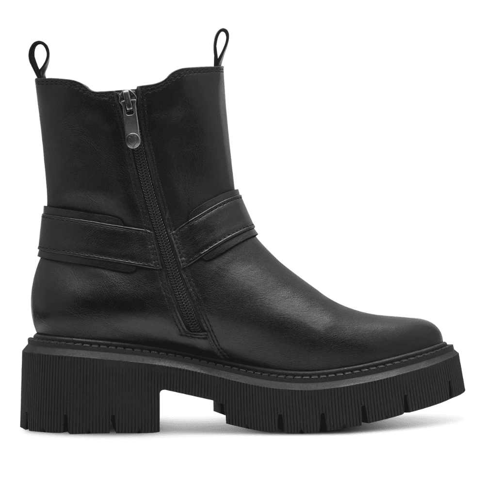 Womens Marco Tozzi 25431 Black Buckle Chunky Ankle Boots