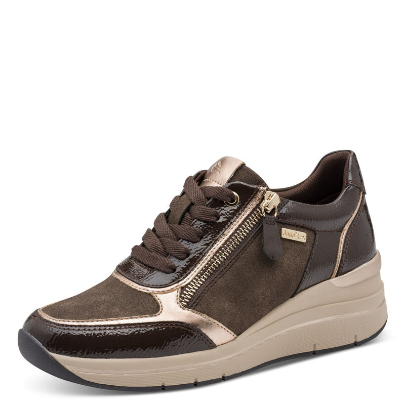 Womens Jana 23789 Cafe Side Zip Trainers - Cafe