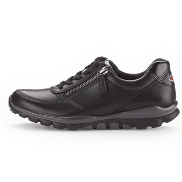 Womens Gabor Rolling Soft 76.968 Walking Trainers - Black Leather