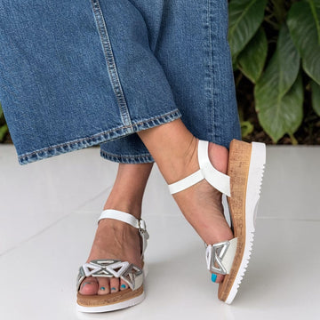 Womens Lotus ULP394 Ariah Wedge Sandals - White