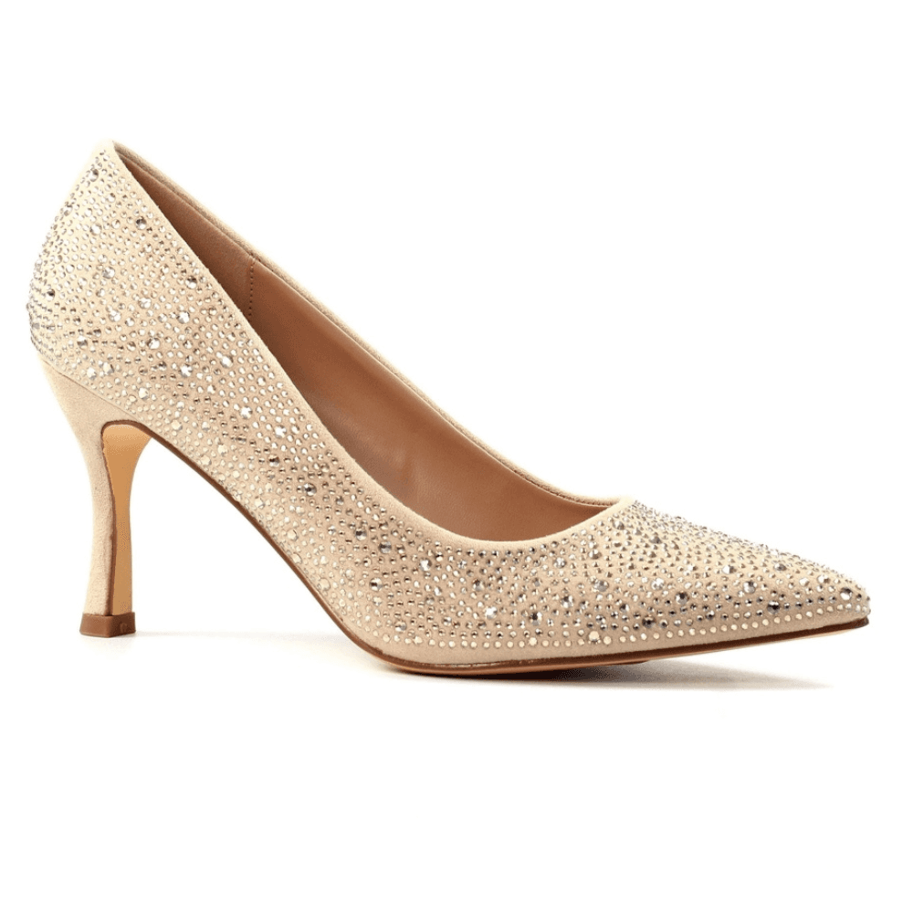Womens Lunar Renata Beige Diamante Court Heels