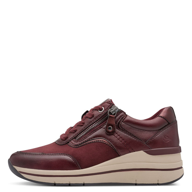 Womens Jana 23790 Bordeaux Side Zip Trainers - Bordeaux