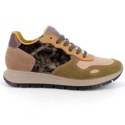 Womens Igi & Co 8674522 Green Leather and velvet mix Trainers - Green Tan