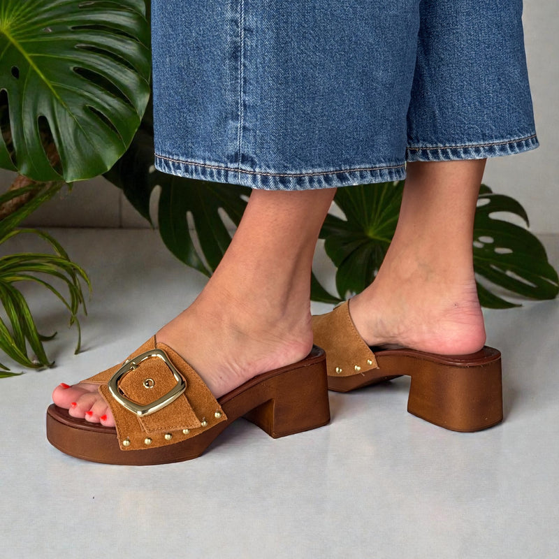 Womens Marco Tozzi 27290 Cognac Mule Clog Sandals - Cognac