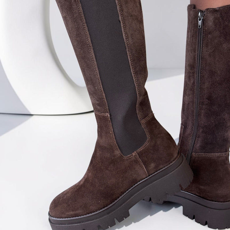 Womens Tamaris 25608 Long Boots - Mocca Suede