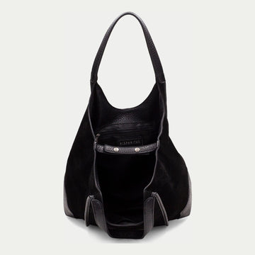 Womens Hispanitas 264939 Suede Shoulder Bag - Black