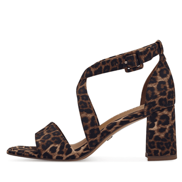 Womens Tamaris 28310 Leopard Crossover Block Heel Sandals - Leopard