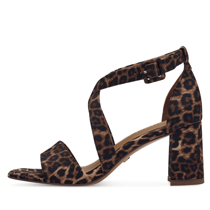 Womens Tamaris 28310 Leopard Crossover Block Heel Sandals - Leopard