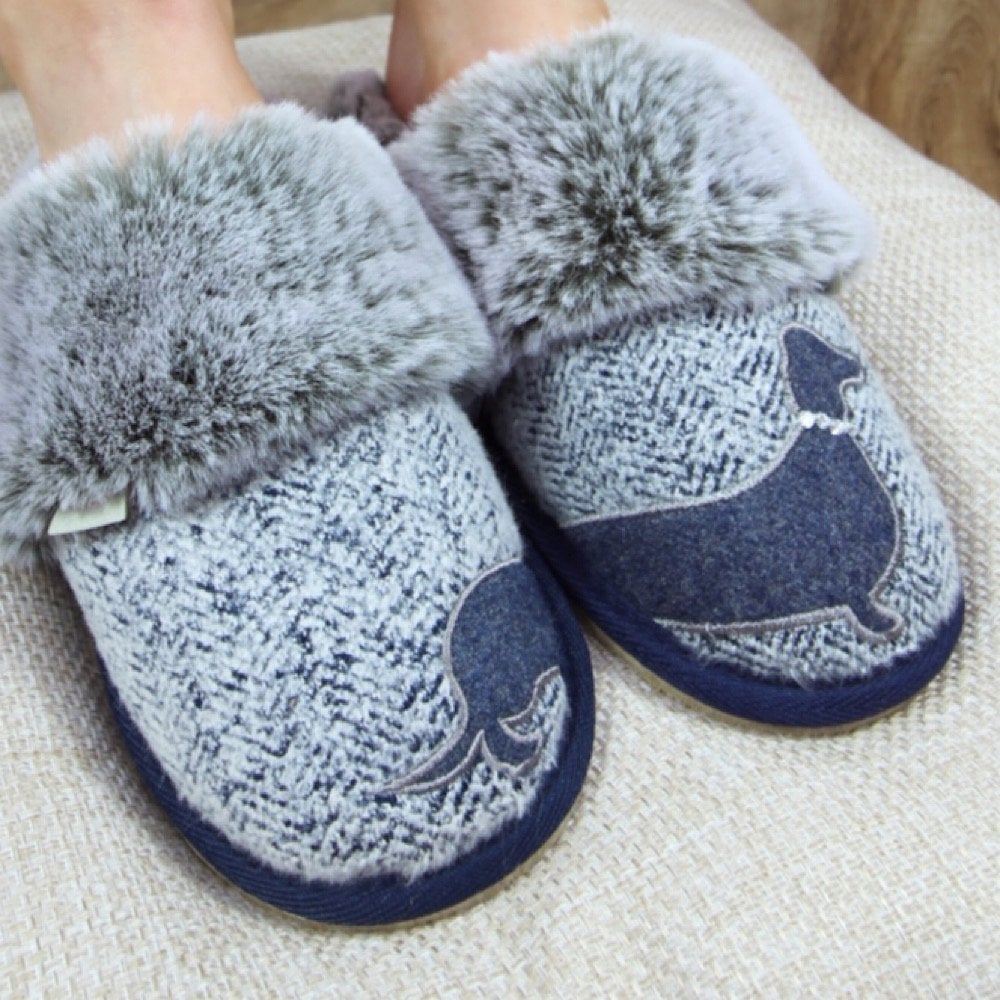 Womens Lazy Dogz Ladies Dasher Faux Fur Lined Slippers