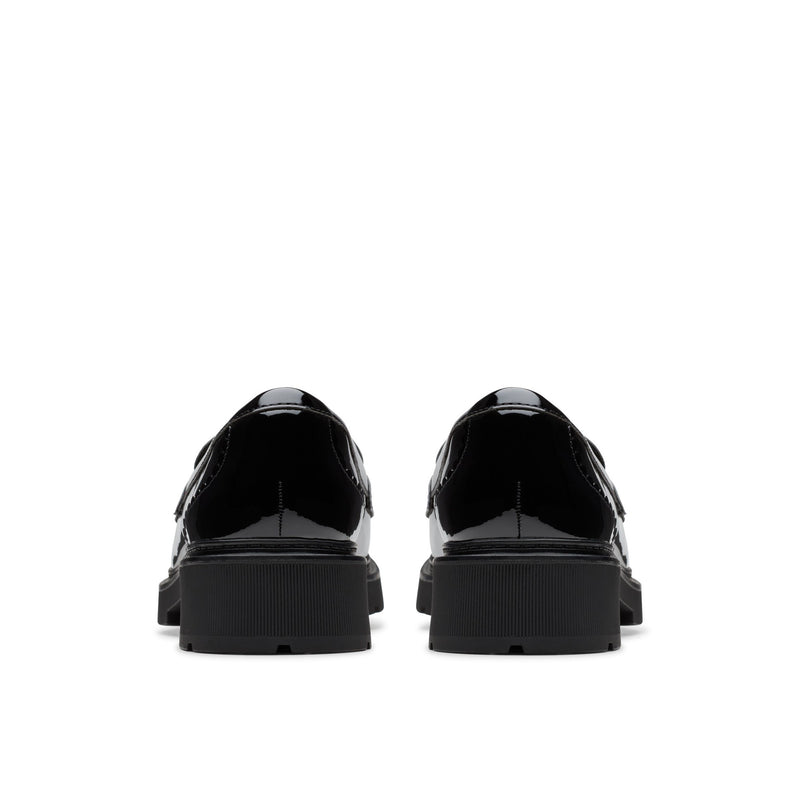Girls Clarks Lauryl Tassel School Shoes - Black Patent