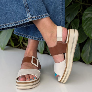 Womens Jana 28266 Beige Wedge Sandals - Beige Gold