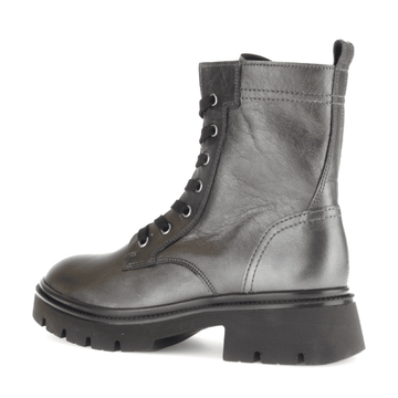 Womens Gabor 51.852 Grey Metallic Lace Up Biker Boots - Grey Metallic