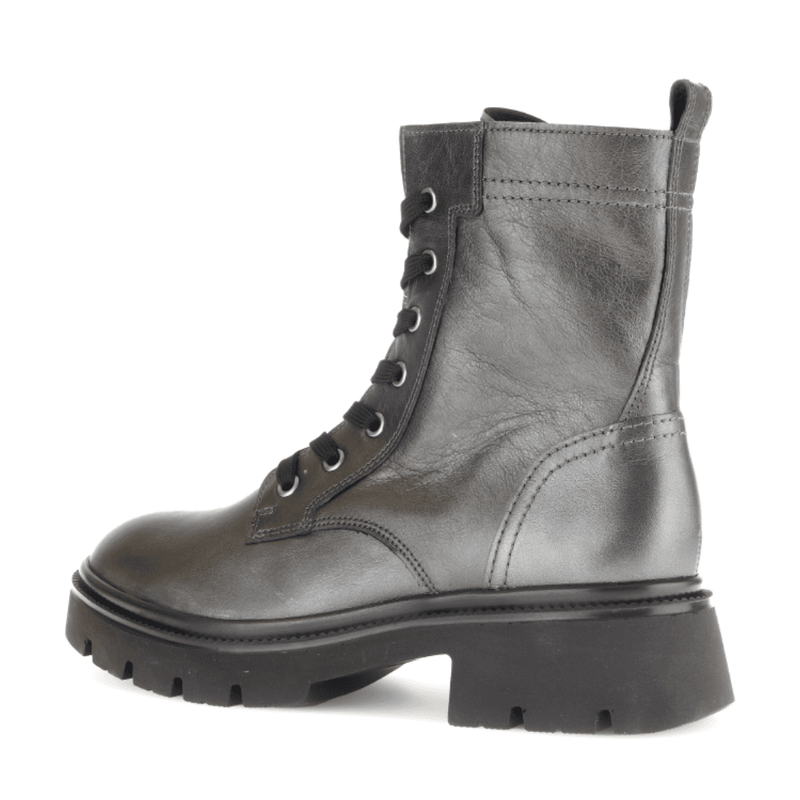 Womens Gabor 51.852 Grey Metallic Lace Up Biker Boots - Grey Metallic