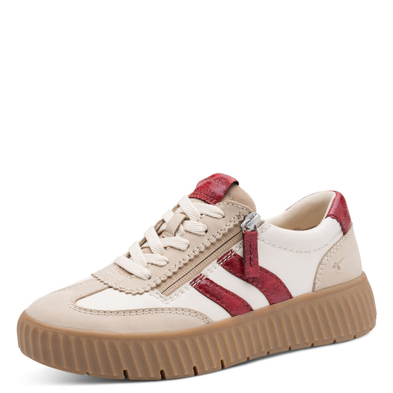 Womens Tamaris 83729 Side Zip Trainers - Beige