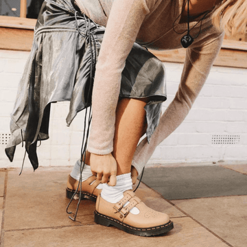 Womens Dr Martens 8065 Mary Jane Shoes Virginia Leather - Tan