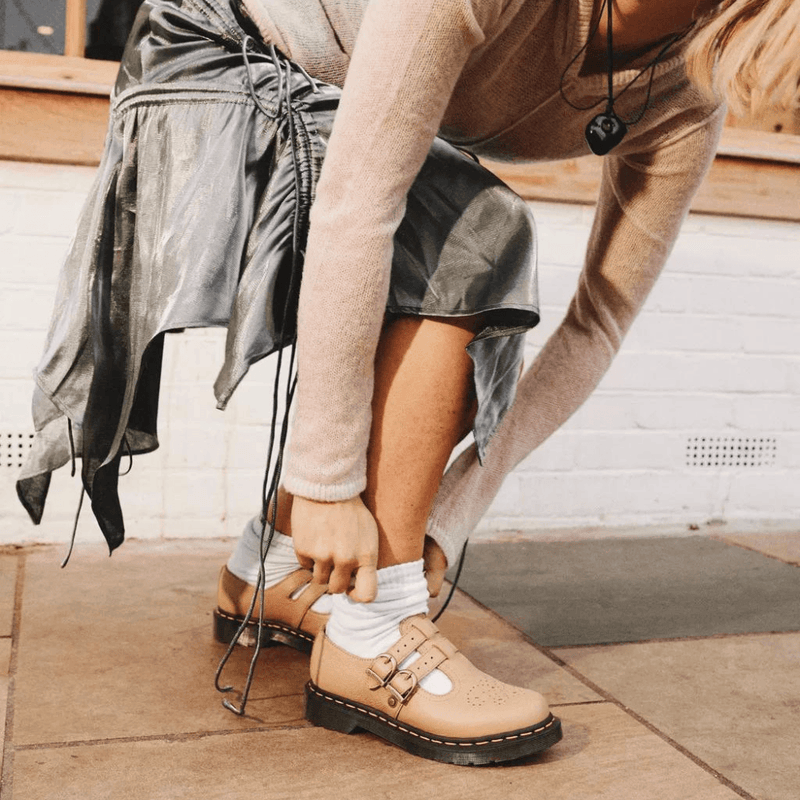 Womens Dr Martens 8065 Mary Jane Shoes Virginia Leather - Tan