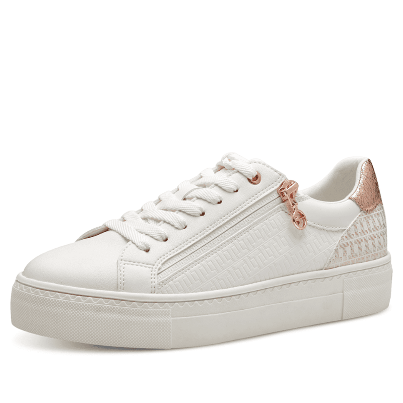 Womens Tamaris 23313 Monogram Trainers - Gold