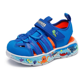 Boys Skechers 407041N Blue Underwater Creatures Fisherman Play Scene Splash Sandal - Infant - Blue