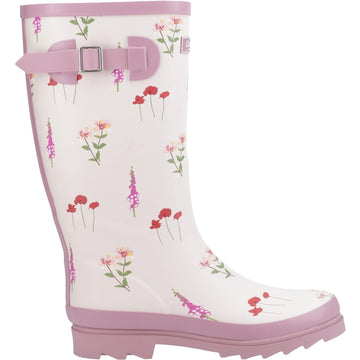Womens Cotswold Wildflower Tall Pink Wellingtons - Pink