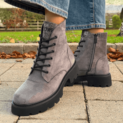 Womens Lloyd & Pryce Gonzalez Suedette Biker Boots- Illusion - Illusion