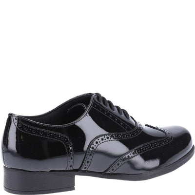 Girls Hush Puppies Kada Senior School Shoes - Black Patent