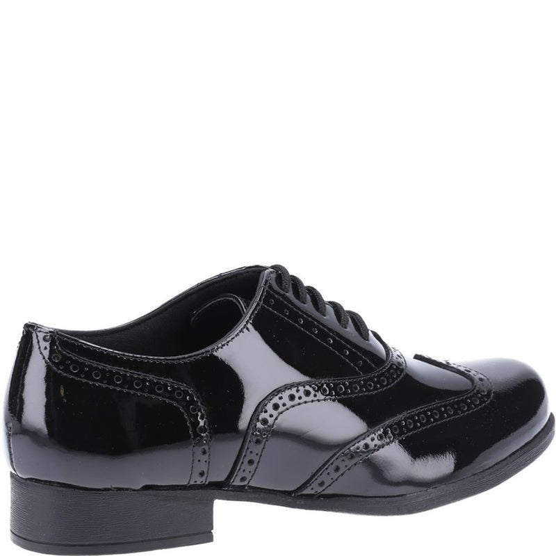Girls Hush Puppies Kada Senior School Shoes - Black Patent
