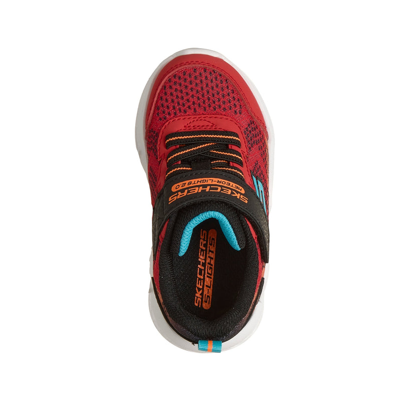 Boys Skechers 401490N Red & Black Trainer with White Meteor-Lights 2.0 Sole - Infant - Red
