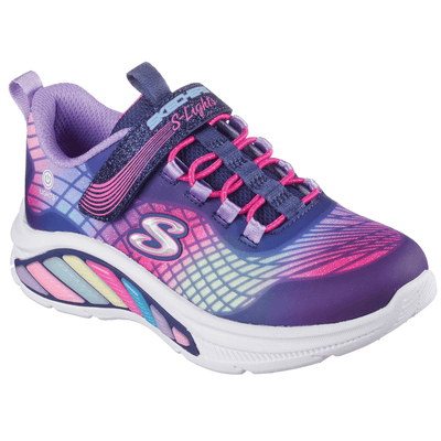 Girls Skechers Rainbow Cruisers Light Up Trainers - Navy Multi