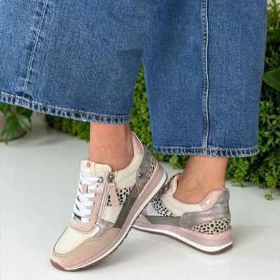Womens Refresh 171502 Spot Side Zip Wedge Trainers - Beige Gold