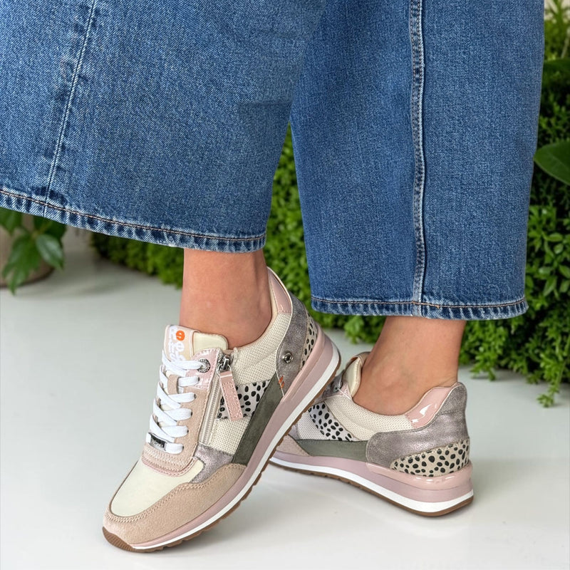Womens Refresh 171502 Spot Side Zip Wedge Trainers - Beige Gold