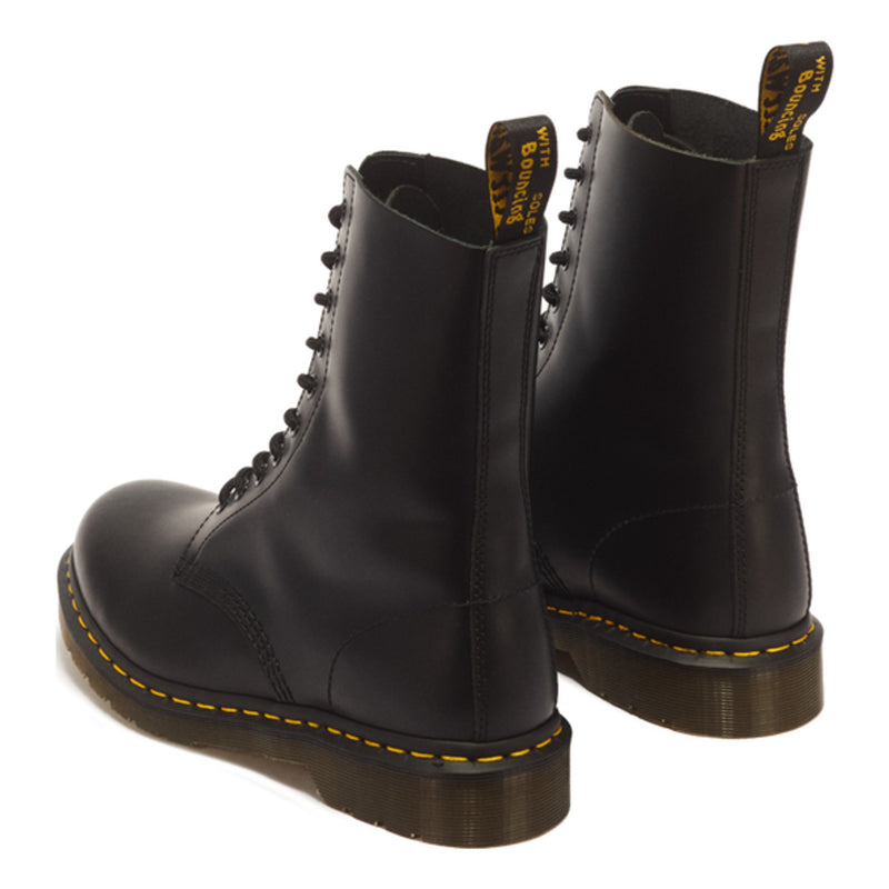 Unisex Dr. Martens 1490 Smooth Leather Black High Lace Up Ankle Boots - Black