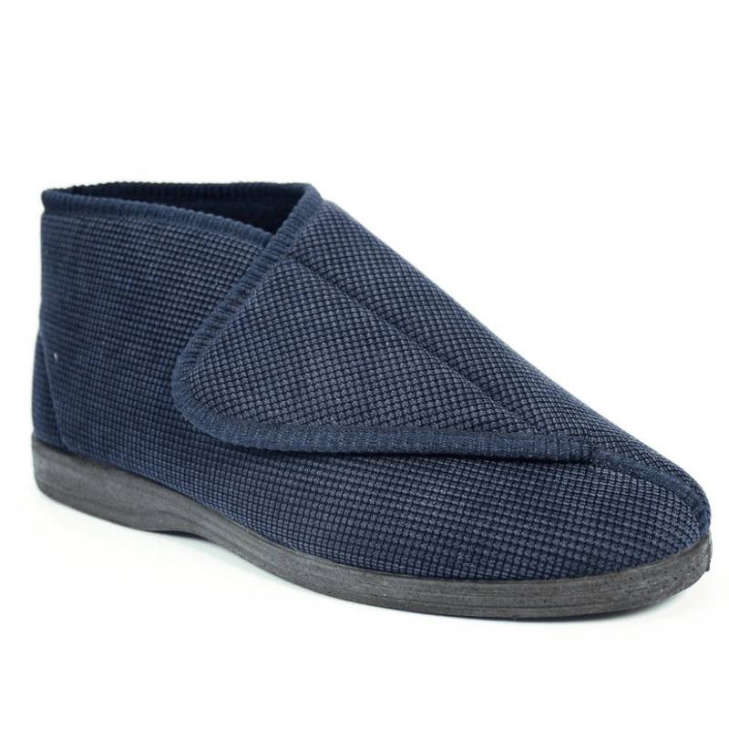 Lazy Dogz Mens Drake Velcro Bootie Slippers - Navy