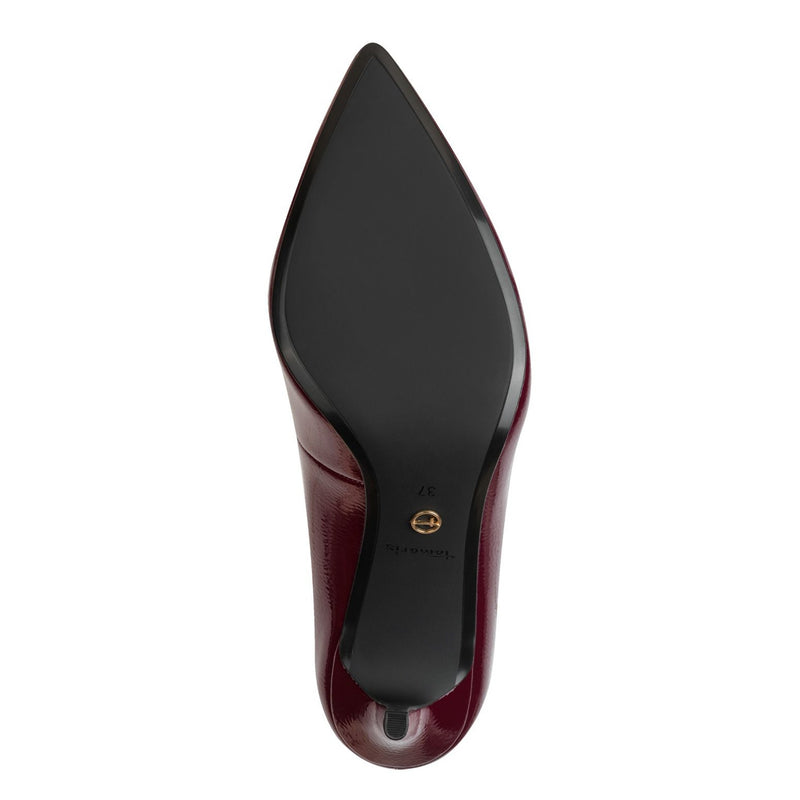 Womens Tamaris 22424 Merlot Patent Court Shoes - Merlot Patent