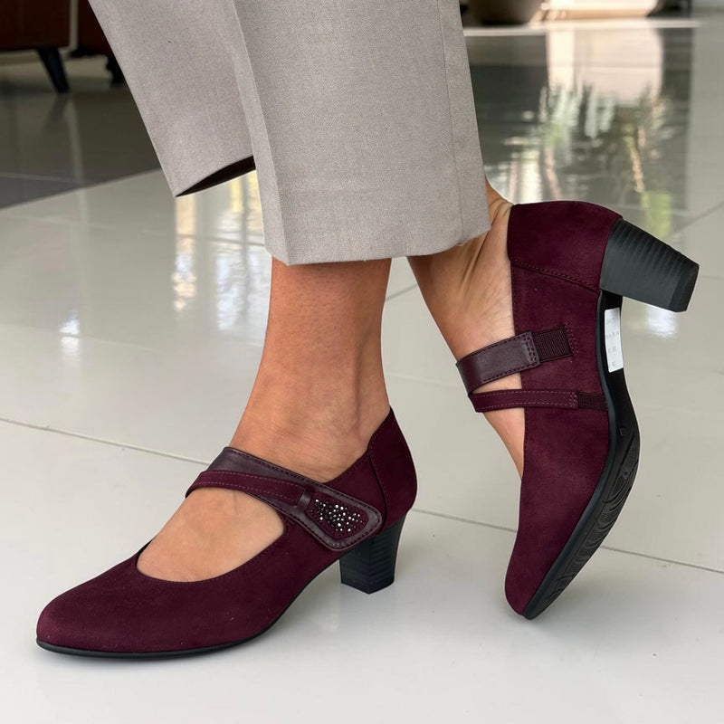 Womens Jana 24464 Mary Jane Heels - Bordeaux