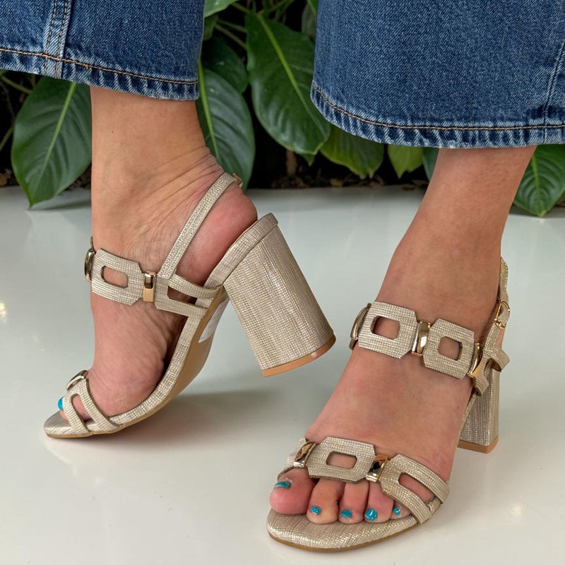Womens Redz 31589 Heeled Sandals - Gold