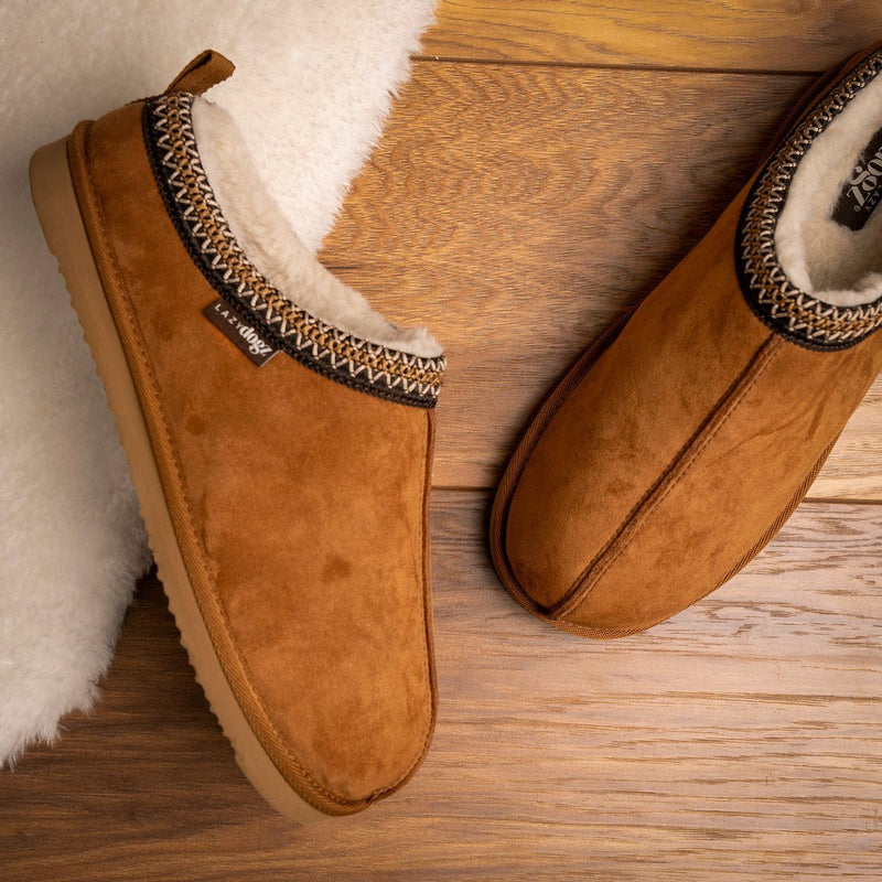 Mens Lazy Dogz Patrick Fur Lined Slippers - Tan