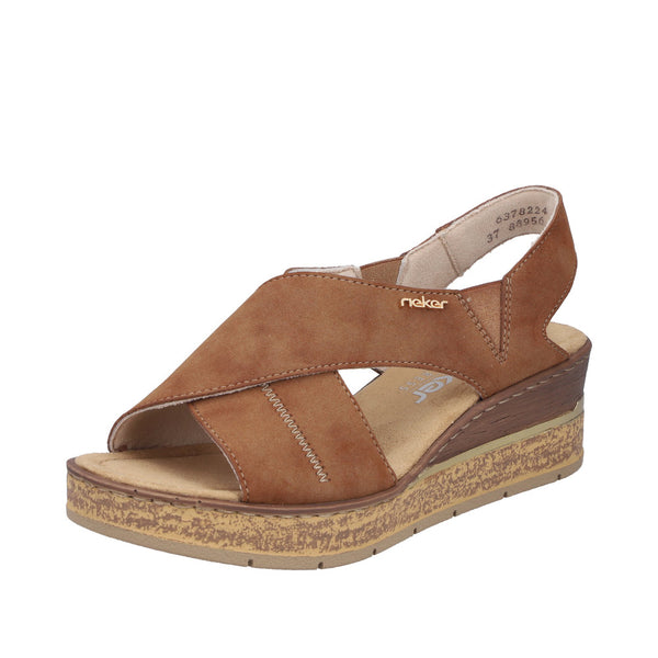 Womens Rieker 63782 Brown Wedge Sandal - Brown