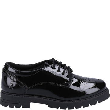 Girls Hush Puppies Jayne Senior School Shoes - Black Patent