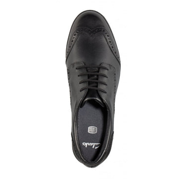 Clarks Aubrie Craft Girls School Shoe - Black Leather