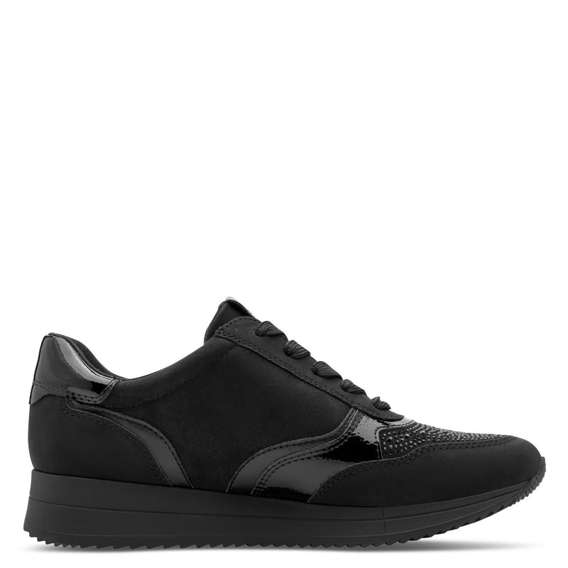 Womens Jana 23774 Side Zip Trainers - Black Glitter