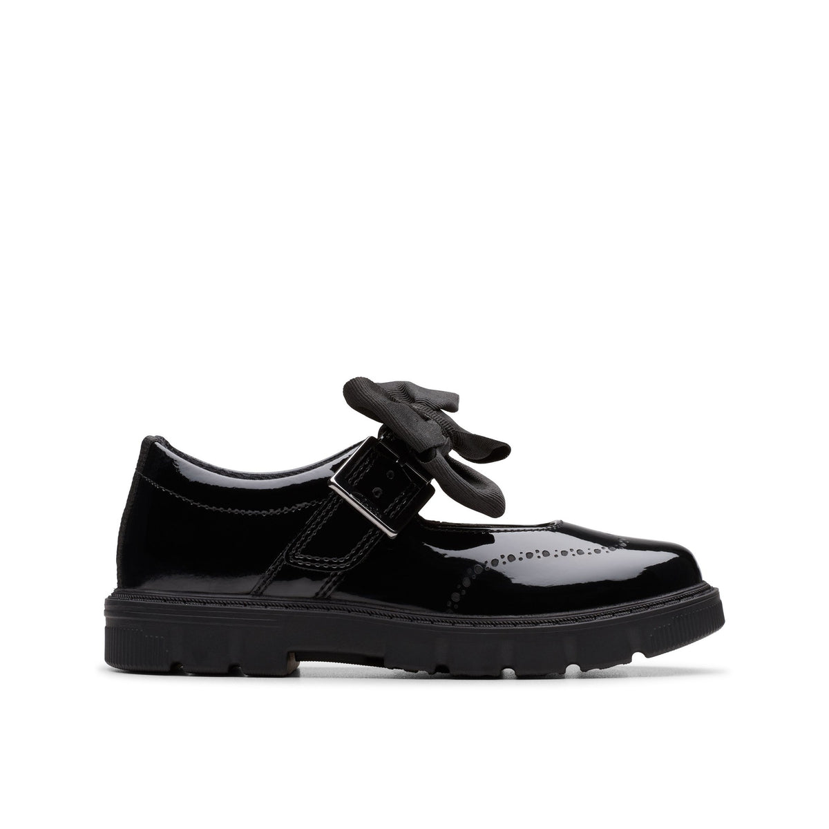 Girls Clarks Lorcam Jane Kid Black Patent School Shoes